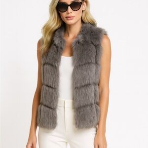 Gray faux fur luxury vest NWT